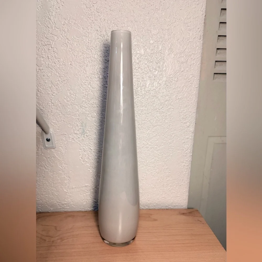 White glass tall vase made in poland  rare